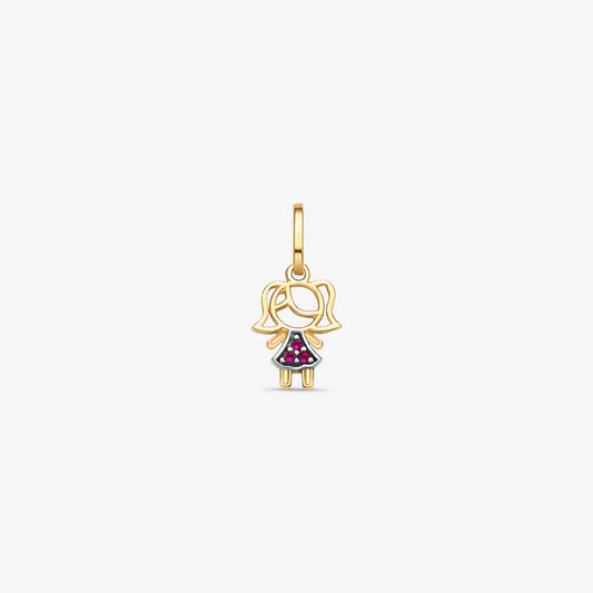 Pingente Menina com Zirconia em Ouro Amarelo 18K