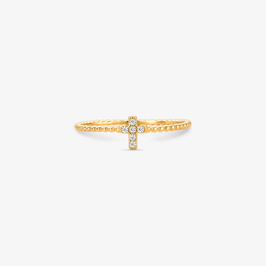 Anel Estamparia Cruz em Ouro Amarelo 18K
