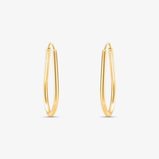 Brinco Argola Fio Redondo Pera em Ouro Amarelo 18K