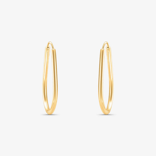 Brinco Argola Fio Redondo Pera em Ouro Amarelo 18K