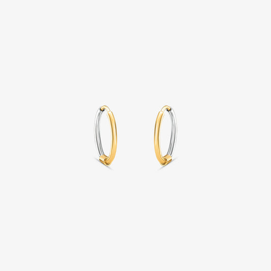 Brinco Argola Fina Redonda Bicolor em Ouro 18K