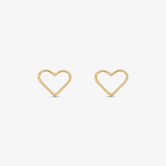 Brinco Coração Vazado em Ouro Amarelo 18K