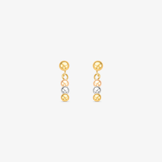 Brinco Bola Tricolor em Ouro 18K