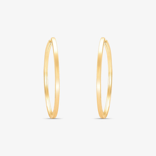Brinco Argola Redonda Fio Quadrado em Ouro Amarelo 18K