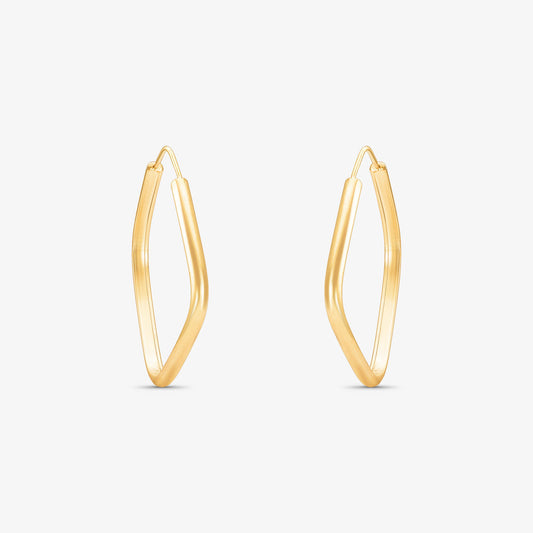 Brinco Argola Fina Meia Cana em Ouro Amarelo 18K