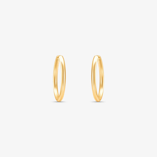 Brinco Argola Redonda Fio Redondo Cana em Ouro Amarelo 18K