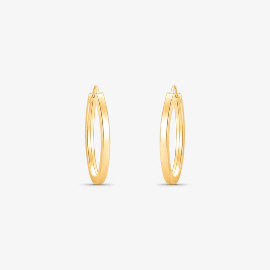 Brinco Argola Oval Fio Quadrado em Ouro Amarelo 18K
