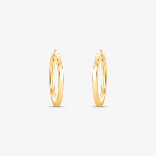 Brinco Argola Oval Fio Quadrado em Ouro Amarelo 18K