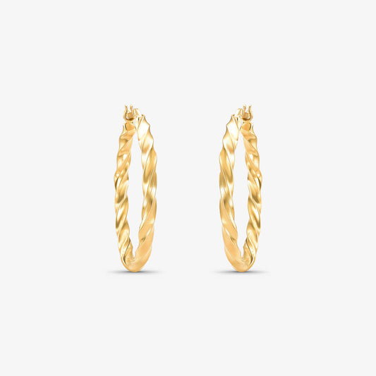Brinco Argola Redonda Torcida em Ouro Amarelo 18K