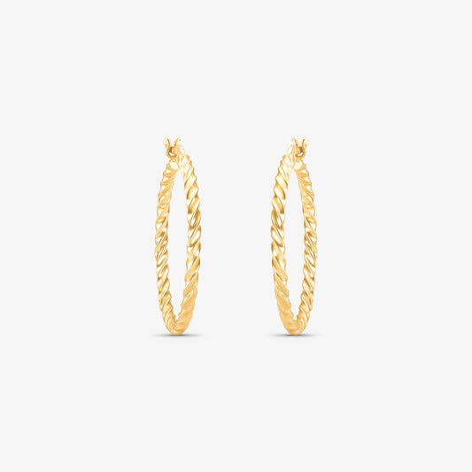 Brinco Argola Redonda Torcida em Ouro Amarelo 18K