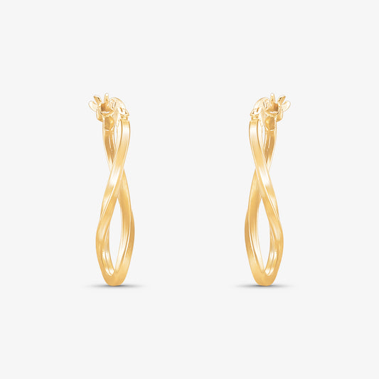 Argola Redonda Torcida em Ouro Amarelo 18K