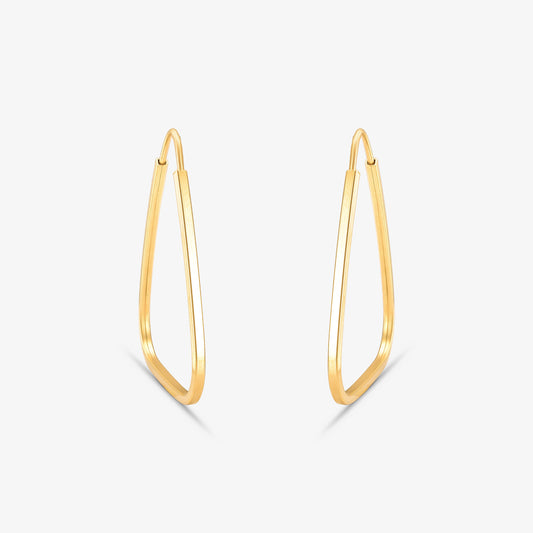 Brinco Argola Fio Quadrado com Base Triangular em Ouro Amarelo 18K
