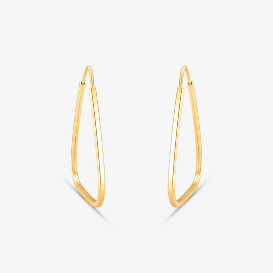 Brinco Argola Fio Quadrado com Base Triangular em Ouro Amarelo 18K