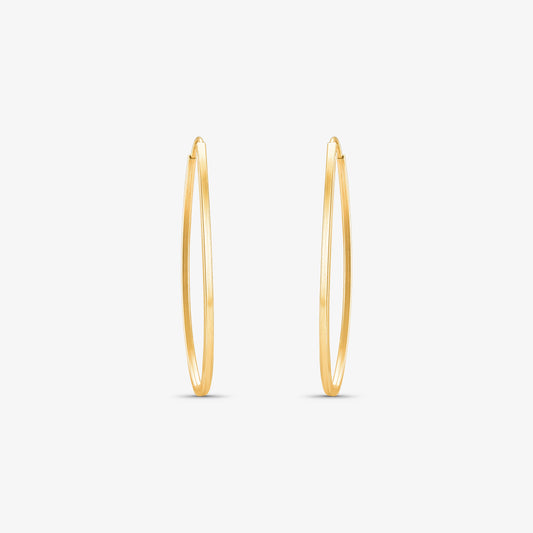 Brinco Argola Fio Quadrado Froma Oval em Ouro Amarelo 18K