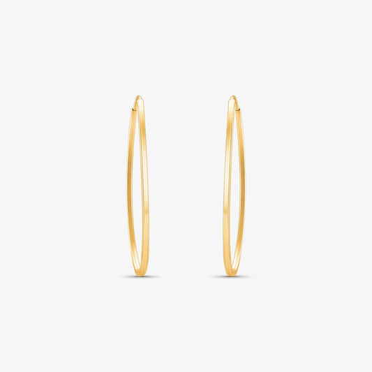 Brinco Argola Fio Quadrado Froma Oval em Ouro Amarelo 18K