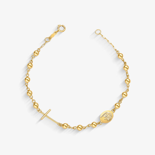 Pulseira Terço N.Sra em Ouro Amarelo 18K<