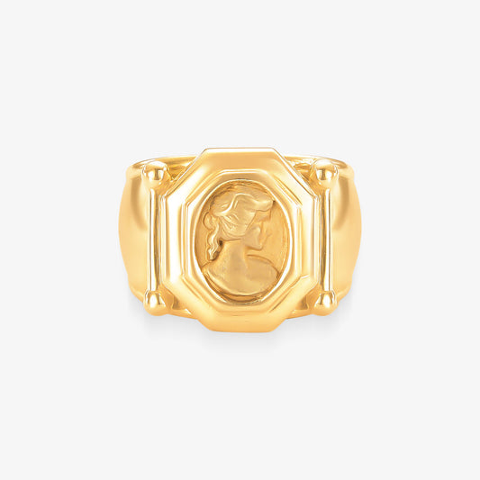 Anel Busto Artêmis em Ouro Amarelo 18K