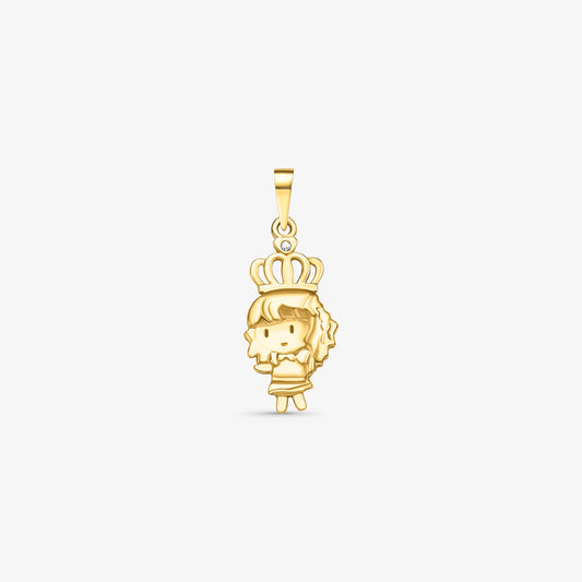Pingente Menina com Coroa em Ouro Amarelo 18K