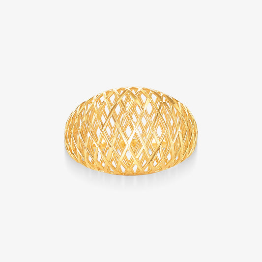 Anel Vazado Estamparia em Ouro Amarelo 18K