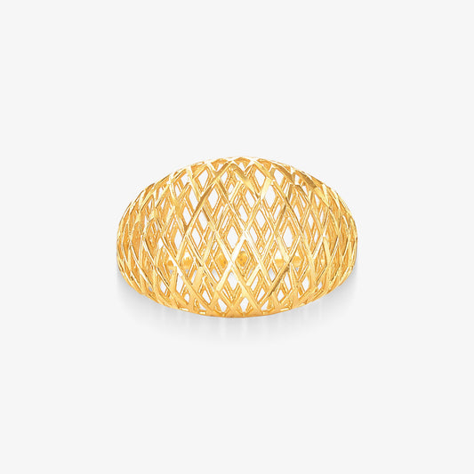 Anel Vazado Estamparia em Ouro Amarelo 18K