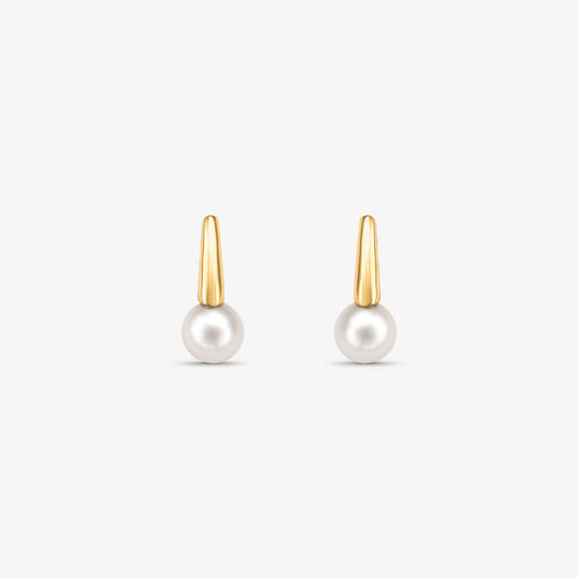 Brinco Pendurado com Pérola Natural em Ouro Amarelo 18K