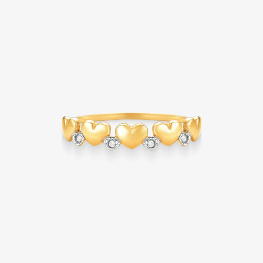 Anel Coração com Diamante em Ouro Amarelo 18K