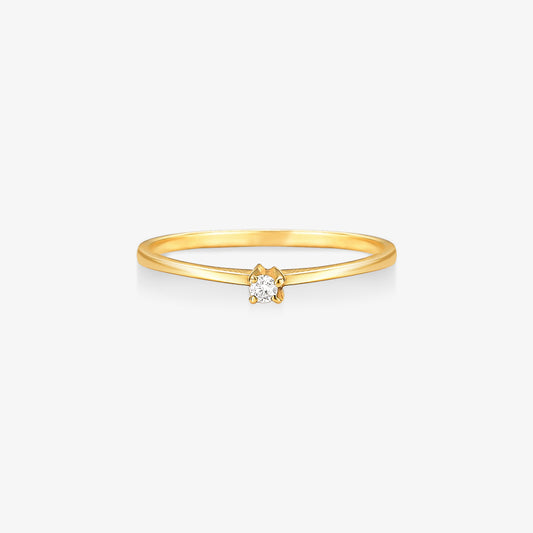 Anel Solitário Jade com Diamante em Ouro Amarelo 18K