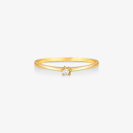 Anel Solitário Jade com Diamante em Ouro Amarelo 18K