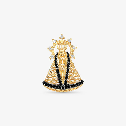 Pingente N.Sra Aparecida com Pedras em Ouro Amarelo 18K