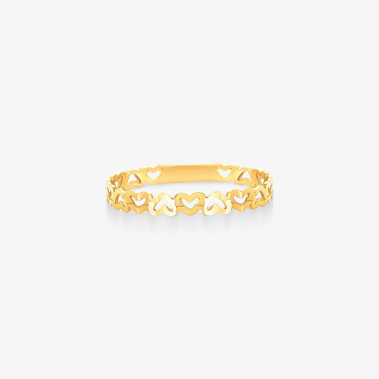 Anel Corações em Ouro Amarelo 18K