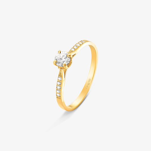 ANEL SOLITÁRIO ZIRCONIA 1,85G OURO AMARELO 18K 750