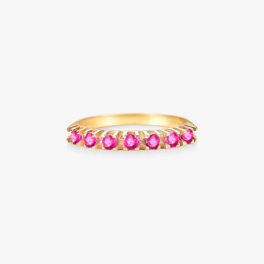Anel Meia Aliança Belle com Rubis Naturais em Ouro Amarelo 18K