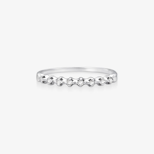 Anel Meia Aliança Joy com Diamantes em Ouro Branco 18K