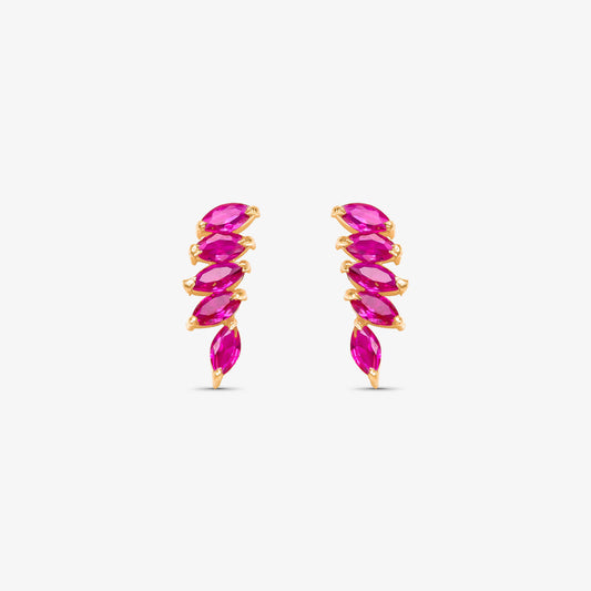 Brinco com Pedras Coloridas em Ouro Amarelo 18K
