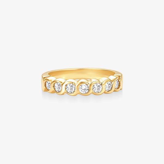 Anel Duquesa 7 Diamantes em Ouro Amarelo 18K
