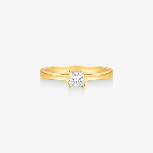 Anel Solitário Luar com Diamante em Ouro Amarelo 18K