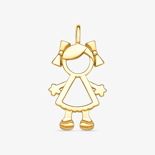 Pingente Menina Laço em Ouro Amarelo 18K