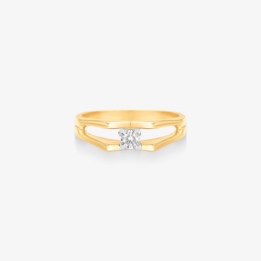 Anel Solitário Étoile com Diamante em Ouro Amarelo 18K