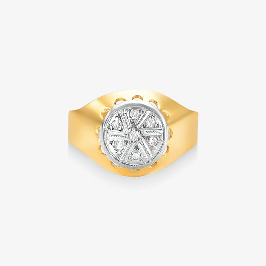 Anel Brilho com Diamante Bicolor em Ouro 18K