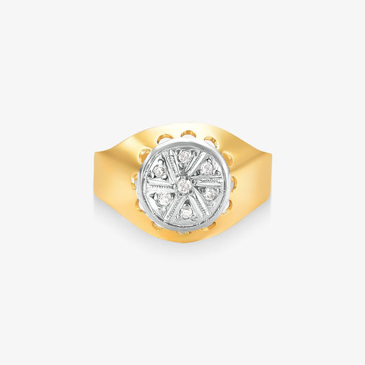 Anel Brilho com Diamante Bicolor em Ouro 18K