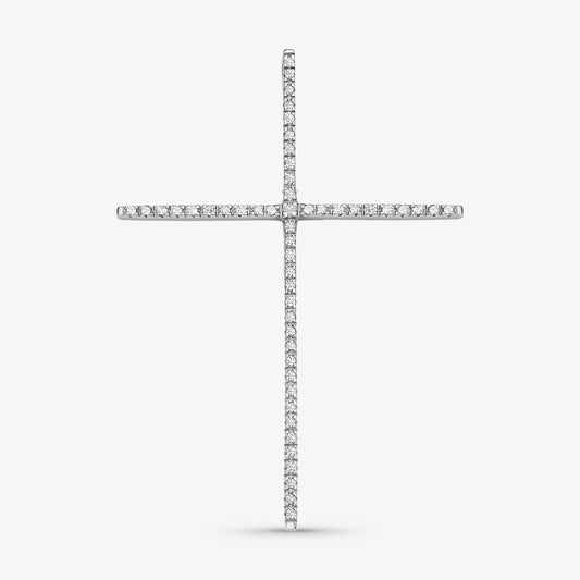 Pingente Cruz LII com Diamantes em Ouro Branco 18K