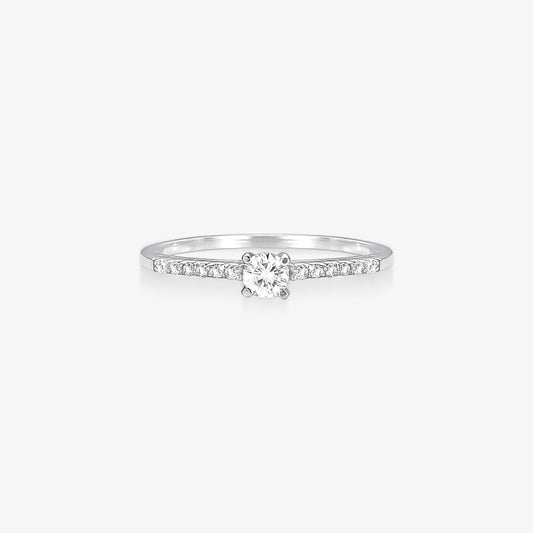 Anel Solitário Vivace com Diamante em Ouro Branco 18K