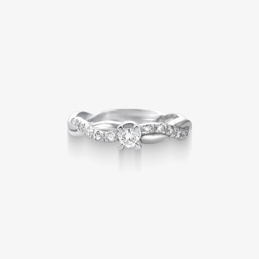 Anel Solitário Fênix com Diamante em Ouro Branco 18K