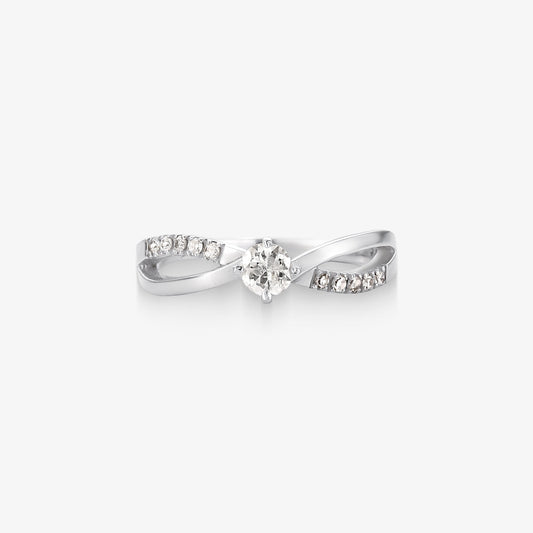 Anel Solitário Zen com Diamante em Ouro Branco 18K