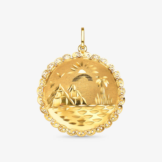 Pingente Medalha Egípcia em Ouro Amarelo 18K