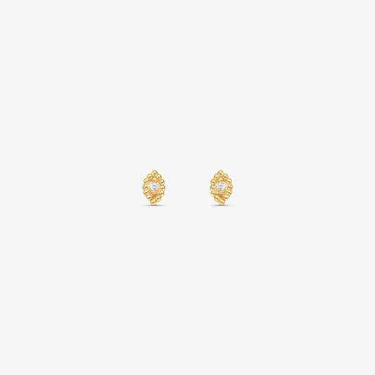 Brinco Navete com Pedras Baby em Ouro Amarelo 18K