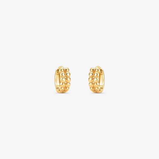 Brinco Argola PP com Bolinhas em Ouro Amarelo 18K