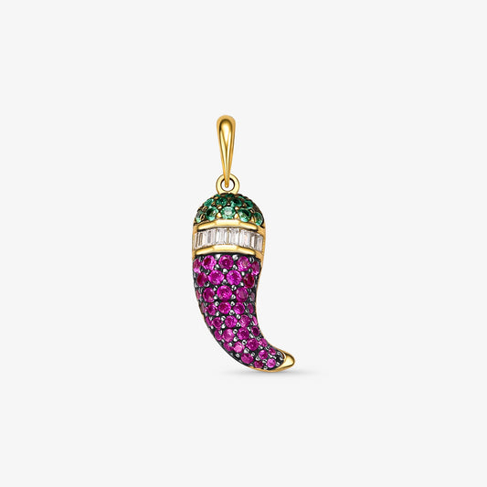Pingente Pimenta com Pedras em Ouro Amarelo 18K