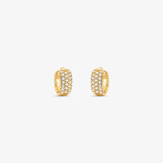 Brinco Argola P com Pedras em Ouro Amarelo 18K