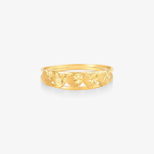 Anel Estamparia Corações em Ouro Amarelo 18K
